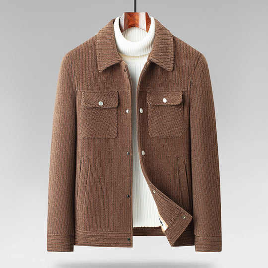 Wolljacke Herren Fleecefutter Umlegekragen Zwei Taschen