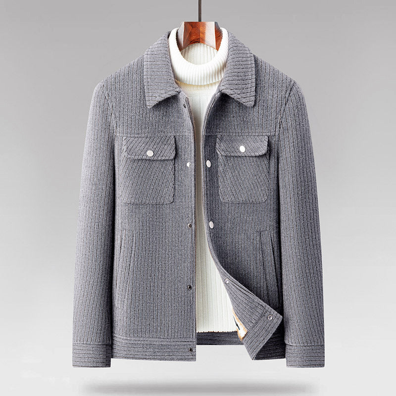 Wolljacke Herren Fleecefutter Umlegekragen Zwei Taschen