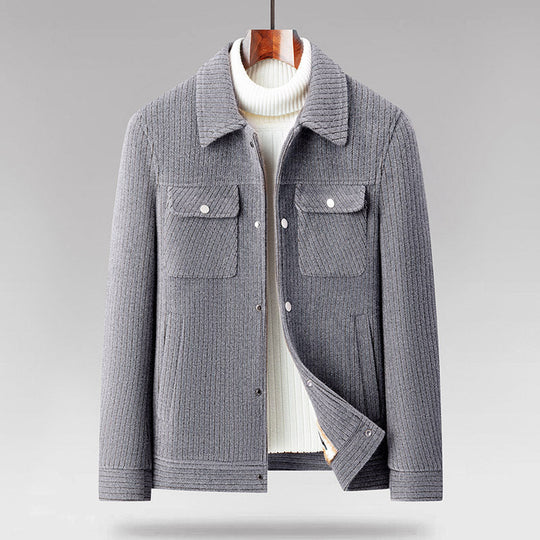 Wolljacke Herren Fleecefutter Umlegekragen Zwei Taschen
