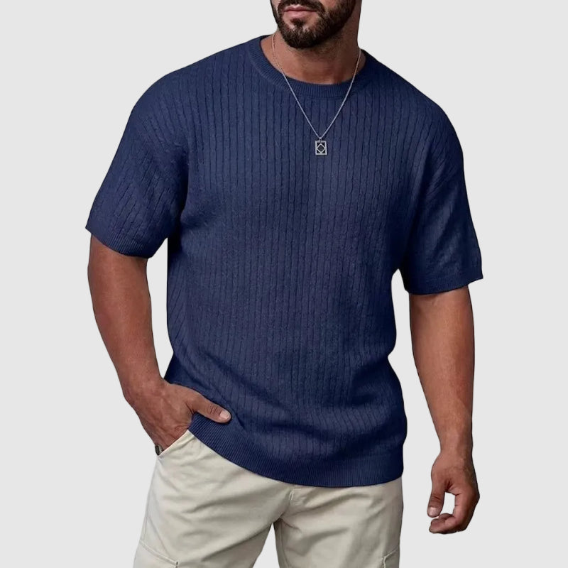 Strukturierter Strick Kurzarm Pullover Herren Sweater