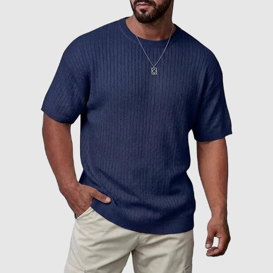 Strukturierter Strick Kurzarm Pullover Herren Sweater