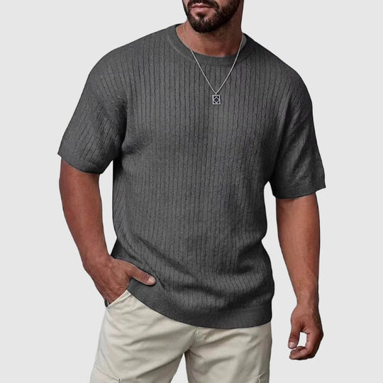 Strukturierter Strick Kurzarm Pullover Herren Sweater
