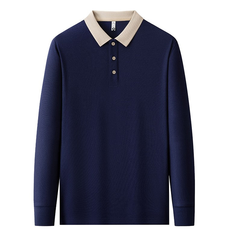 Baumwoll Strick Poloshirt Herren Langarm Ganzjährig