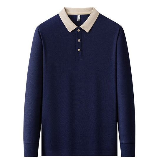 Baumwoll Strick Poloshirt Herren Langarm Ganzjährig