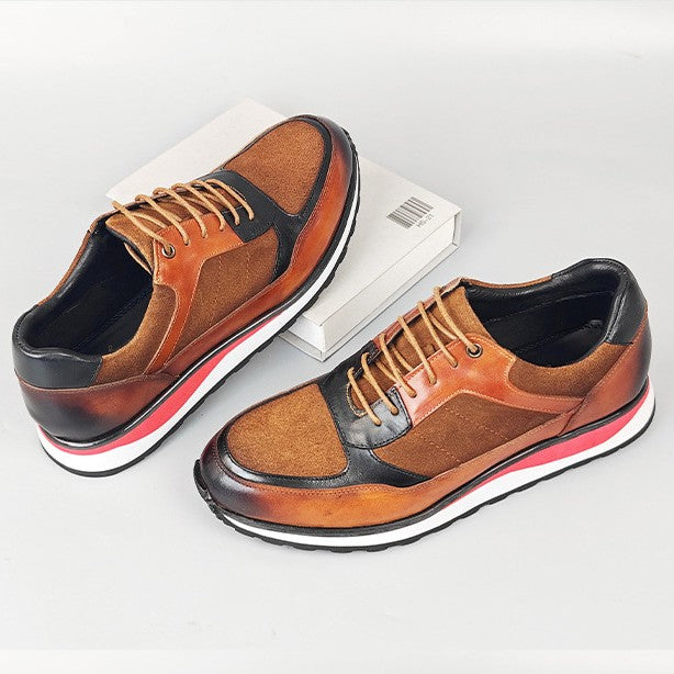 Retro Rindsleder Sneaker Herren Gepolstert Alltag