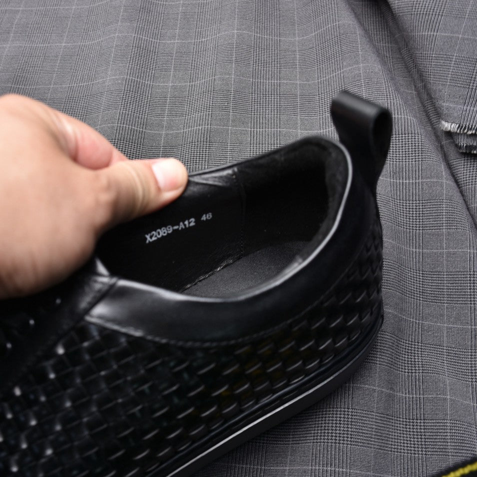 Rindsleder Schnürschuhe Herren Geprägt Flechtoptik Business
