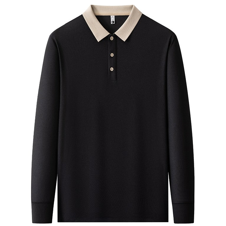 Baumwoll Strick Poloshirt Herren Langarm Ganzjährig