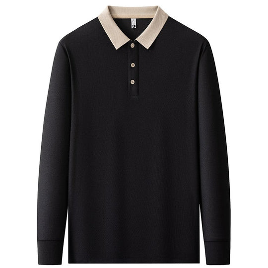 Baumwoll Strick Poloshirt Herren Langarm Ganzjährig