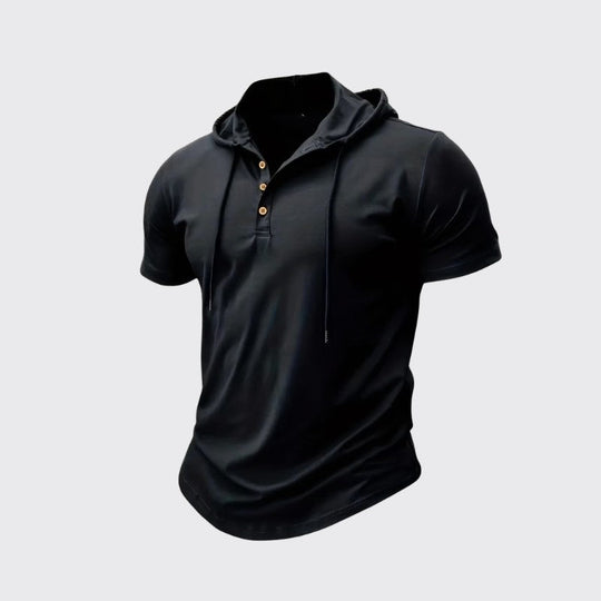 Leinen Kapuzen Henley Hemd Herren Kurzarm Street Style