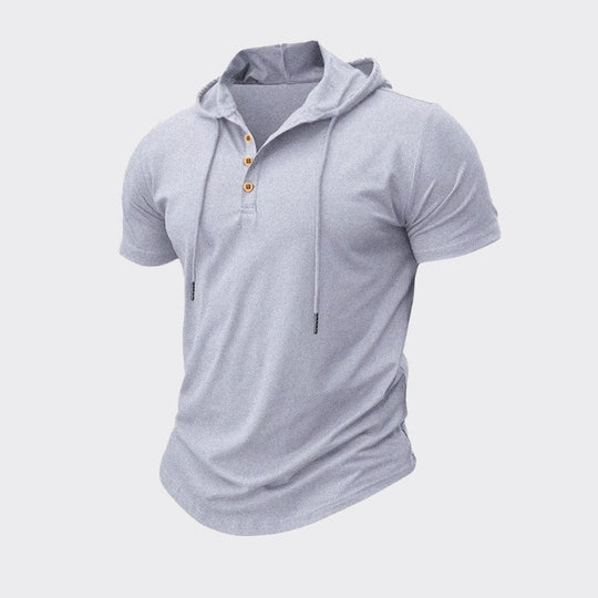 Leinen Kapuzen Henley Hemd Herren Kurzarm Street Style