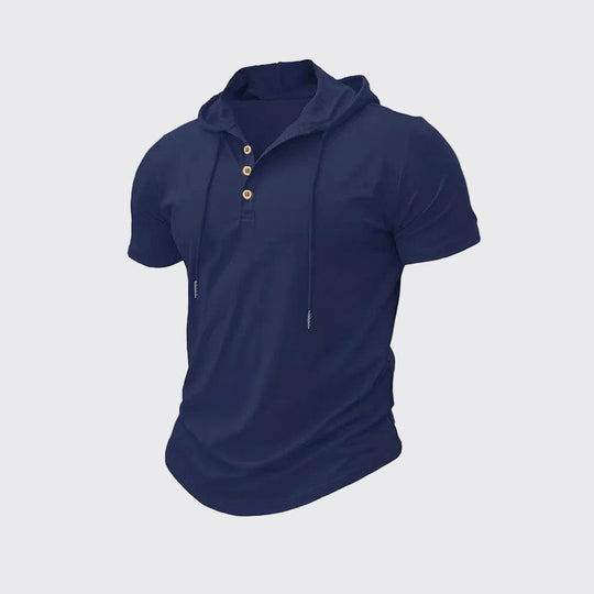 Leinen Kapuzen Henley Hemd Herren Kurzarm Street Style