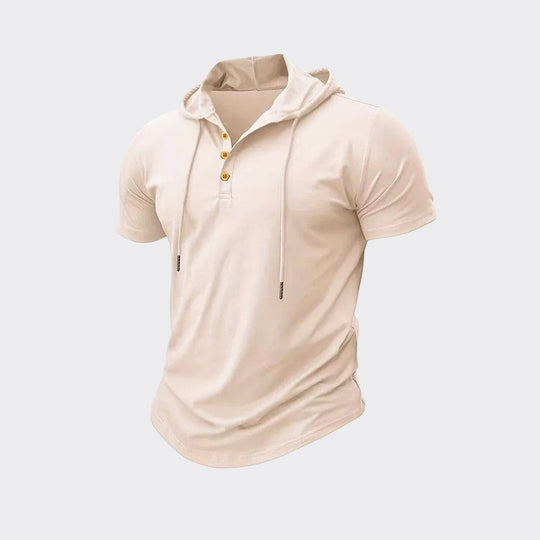 Leinen Kapuzen Henley Hemd Herren Kurzarm Street Style