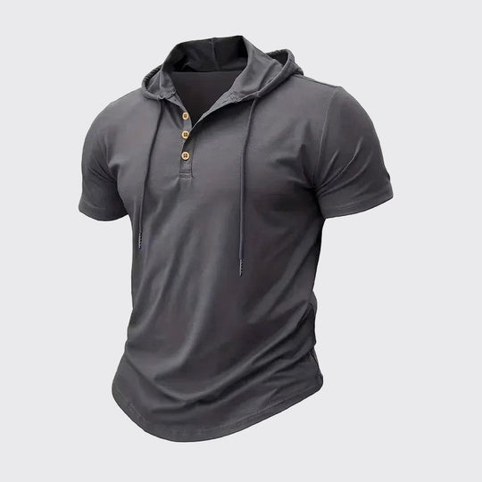 Leinen Kapuzen Henley Hemd Herren Kurzarm Street Style