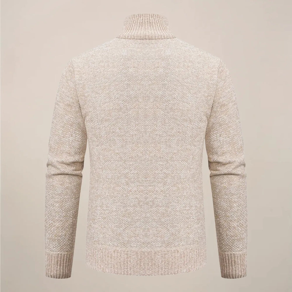 Zip Strickjacke Herren Cardigan Stehkragen Smart Casual