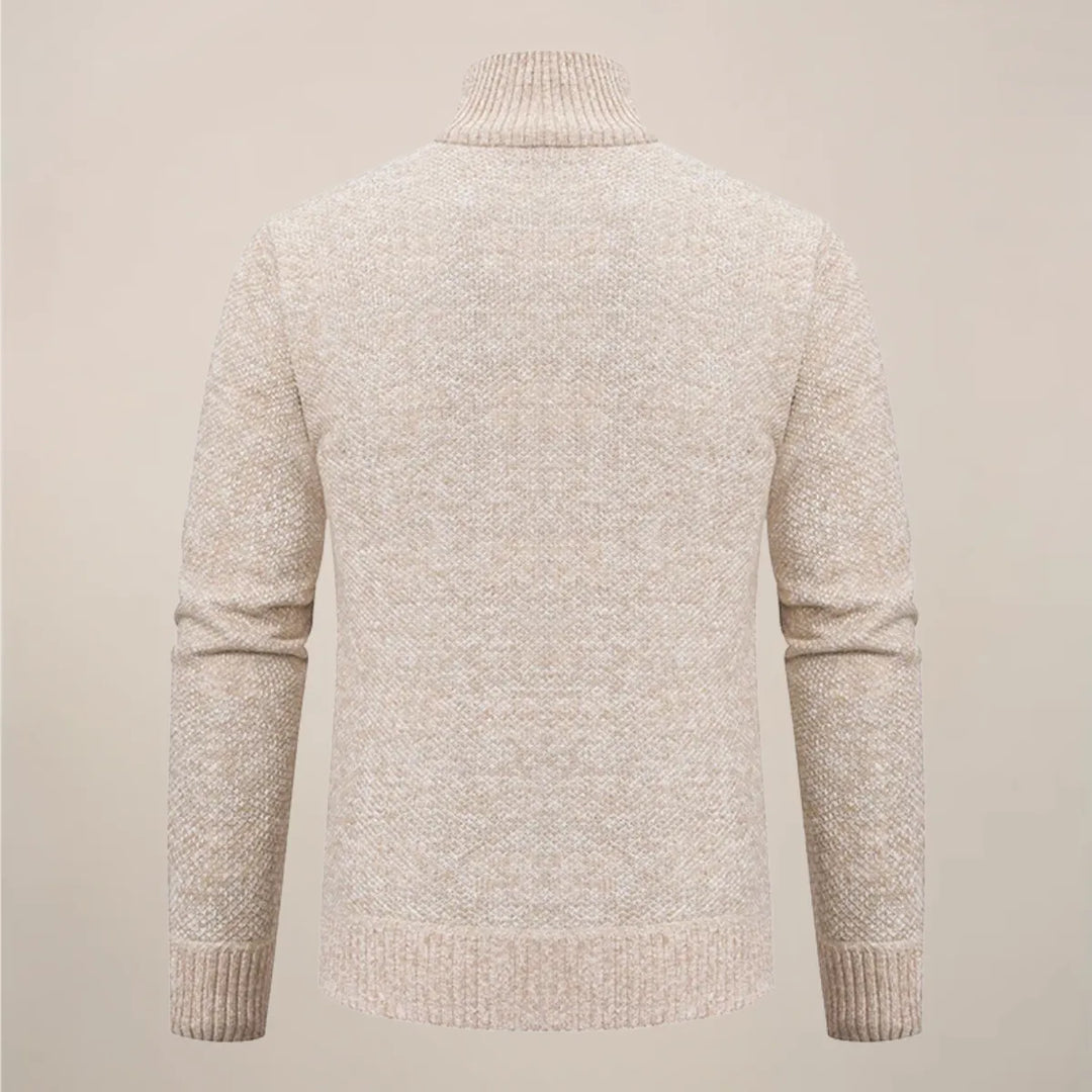 Zip Strickjacke Herren Cardigan Stehkragen Smart Casual