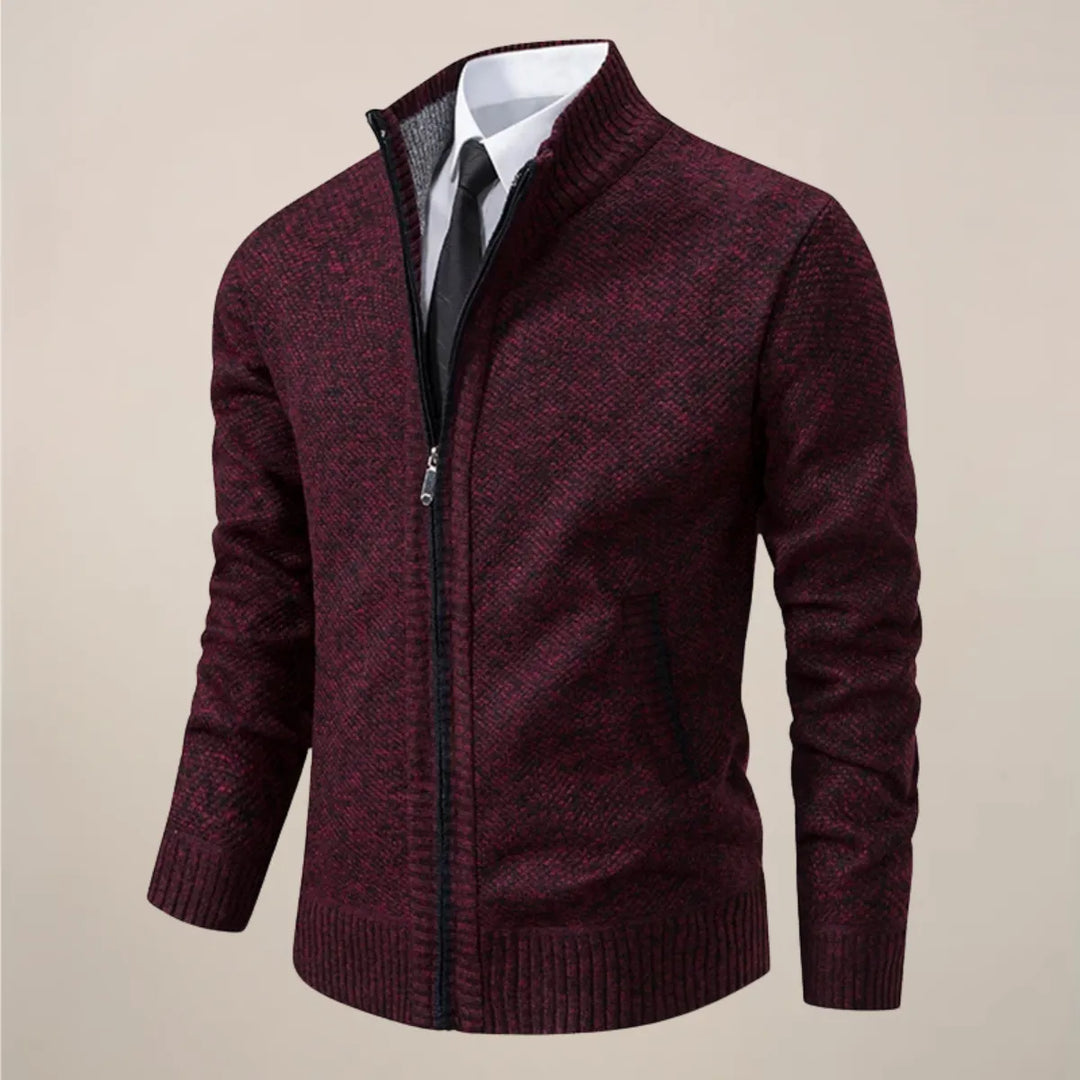 Zip Strickjacke Herren Cardigan Stehkragen Smart Casual
