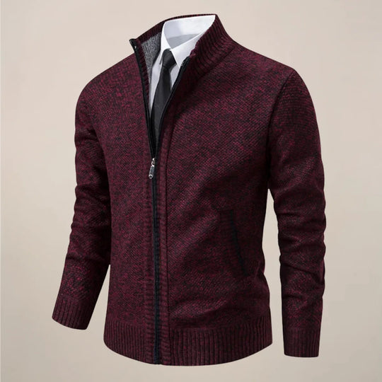 Zip Strickjacke Herren Cardigan Stehkragen Smart Casual