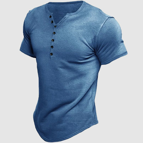 Athletisches Henley T-Shirt Herren Kurzarm Sommer Basic