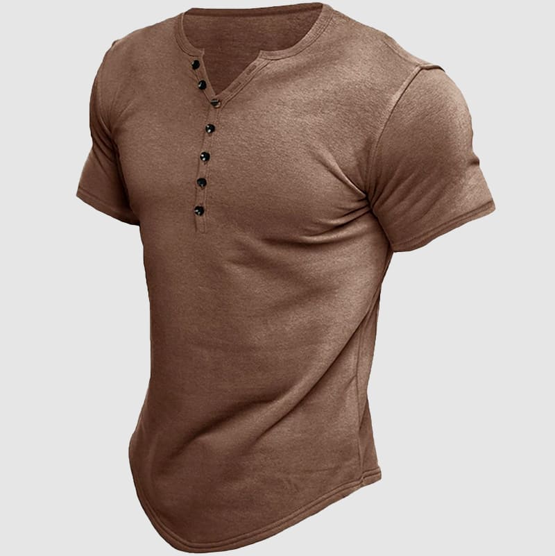 Athletisches Henley T-Shirt Herren Kurzarm Sommer Basic