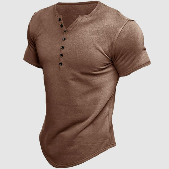 Athletisches Henley T-Shirt Herren Kurzarm Sommer Basic