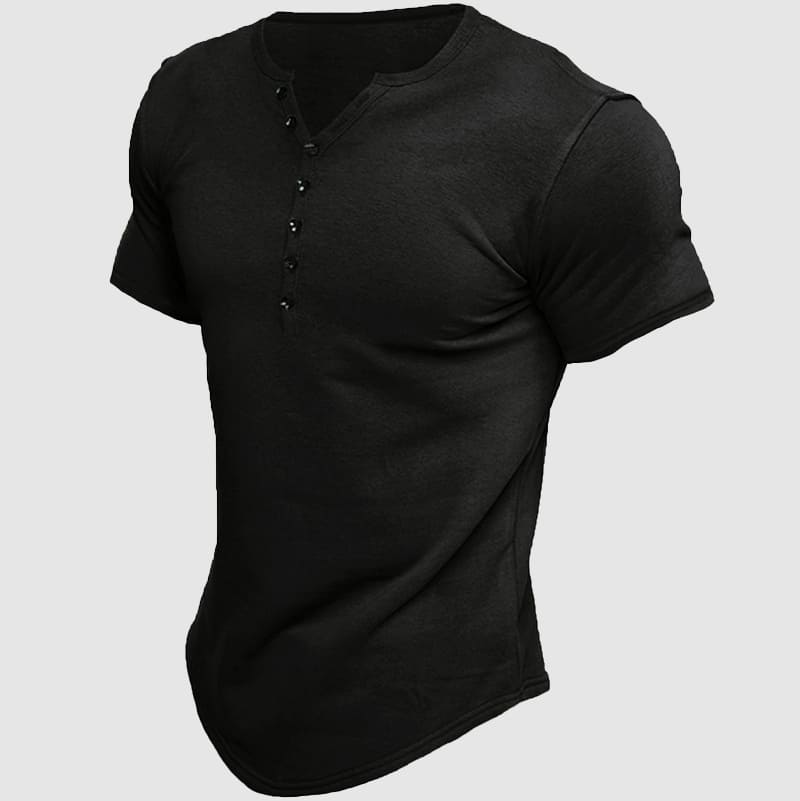 Athletisches Henley T-Shirt Herren Kurzarm Sommer Basic