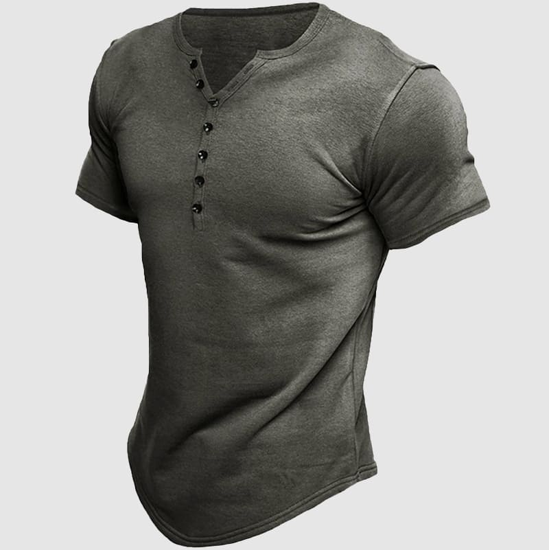 Athletisches Henley T-Shirt Herren Kurzarm Sommer Basic