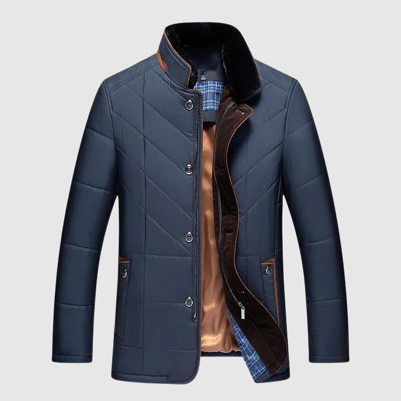Gefütterte Winterjacke Herren Warm Fellkragen Elegant