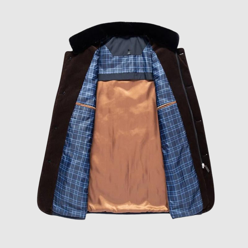 Gefütterte Winterjacke Herren Warm Fellkragen Elegant