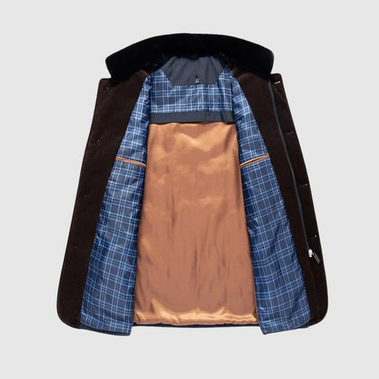 Gefütterte Winterjacke Herren Warm Fellkragen Elegant
