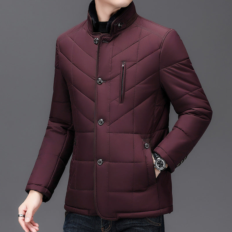 Gefütterte Winterjacke Herren Warm Fellkragen Elegant