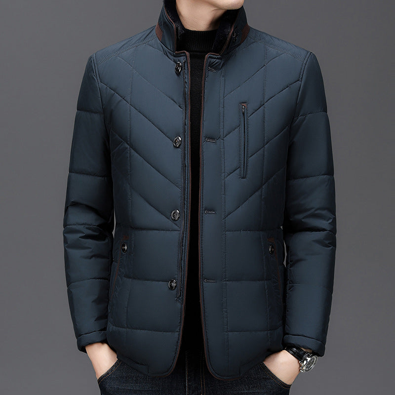 Gefütterte Winterjacke Herren Warm Fellkragen Elegant