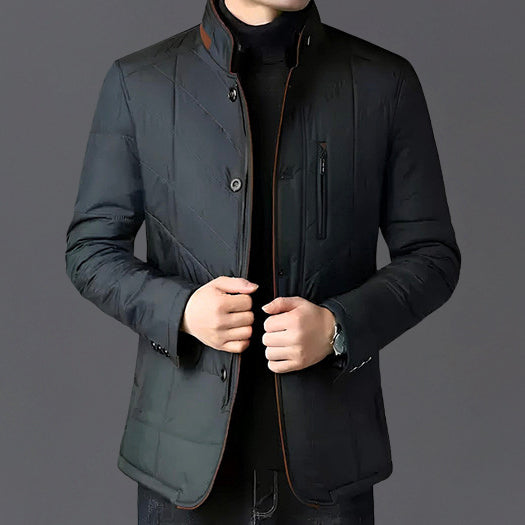 Gefütterte Winterjacke Herren Warm Fellkragen Elegant