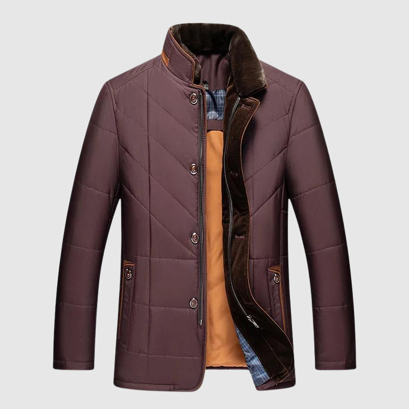 Gefütterte Winterjacke Herren Warm Fellkragen Elegant