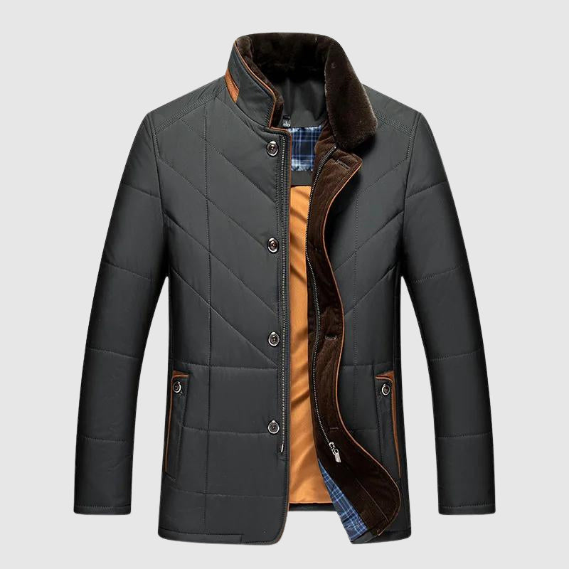 Gefütterte Winterjacke Herren Warm Fellkragen Elegant