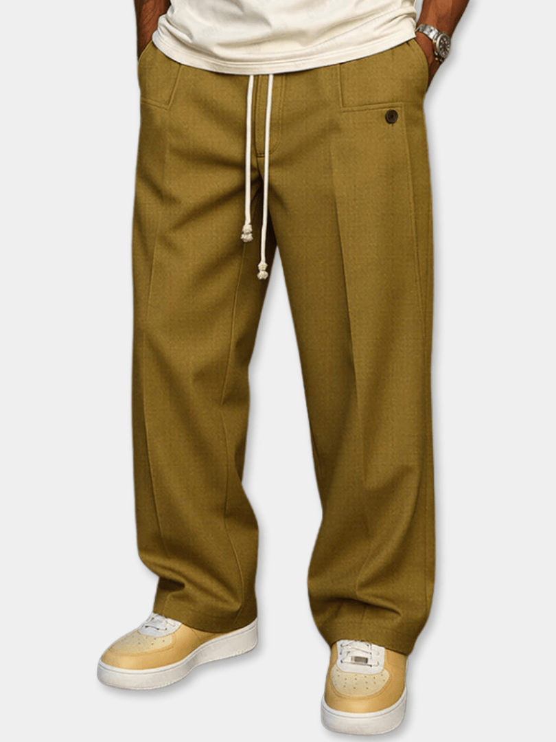 Lockere Baumwoll Hose Herren Kordelzug Casual Stoffhose