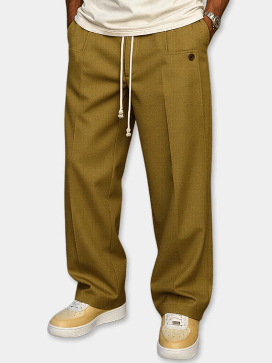 Lockere Baumwoll Hose Herren Kordelzug Casual Stoffhose