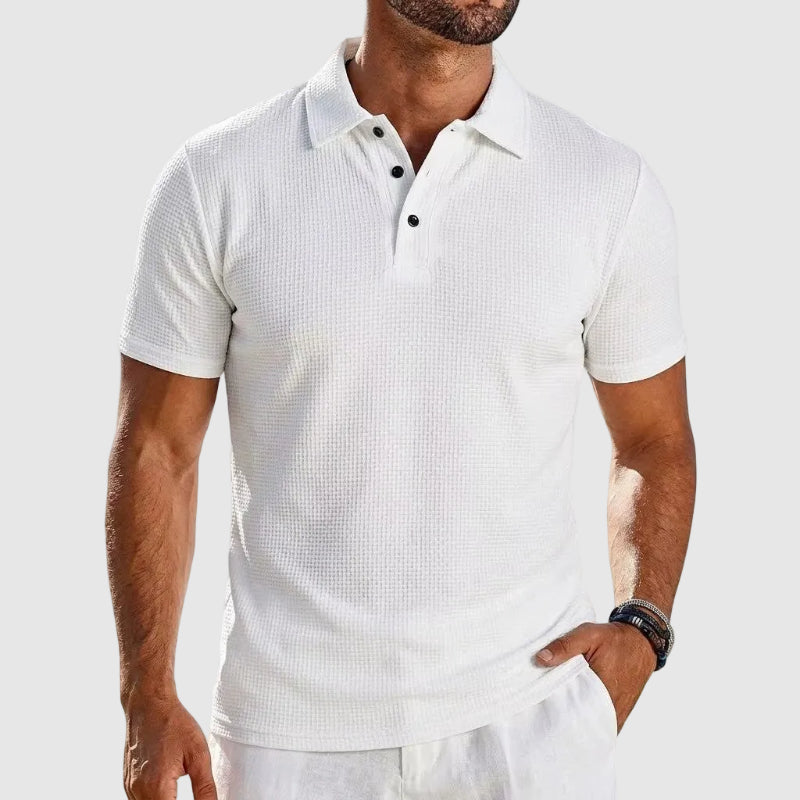 Strukturiertes Strick Poloshirt Herren Kurzarm Polo