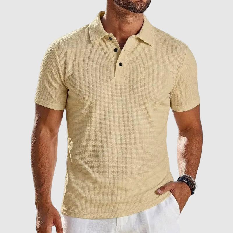 Strukturiertes Strick Poloshirt Herren Kurzarm Polo