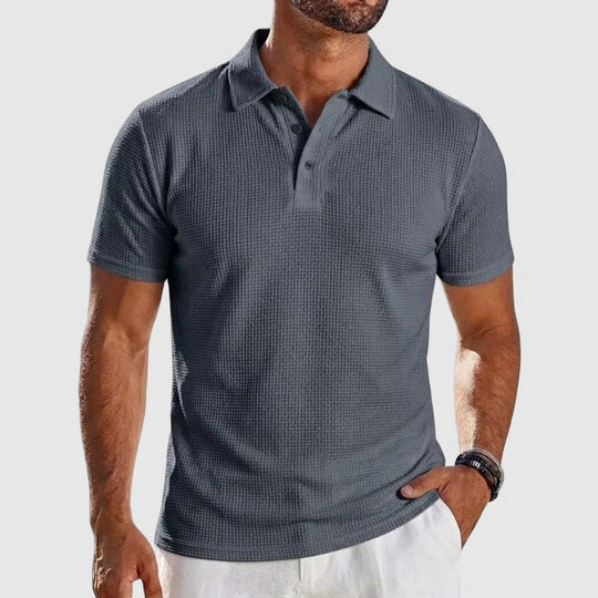Strukturiertes Strick Poloshirt Herren Kurzarm Polo