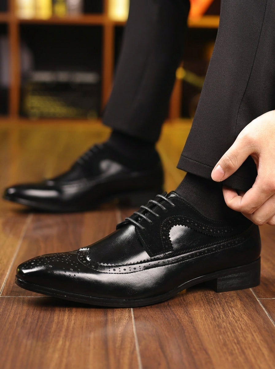 Wingtip Brogue Oxford Herren Hochzeit Anzugschuhe Leder