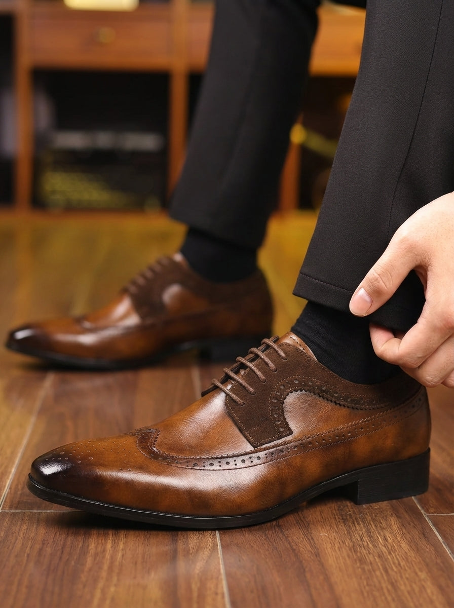 Wingtip Brogue Oxford Herren Hochzeit Anzugschuhe Leder