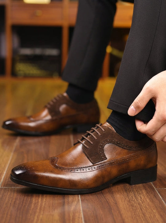 Wingtip Brogue Oxford Herren Hochzeit Anzugschuhe Leder