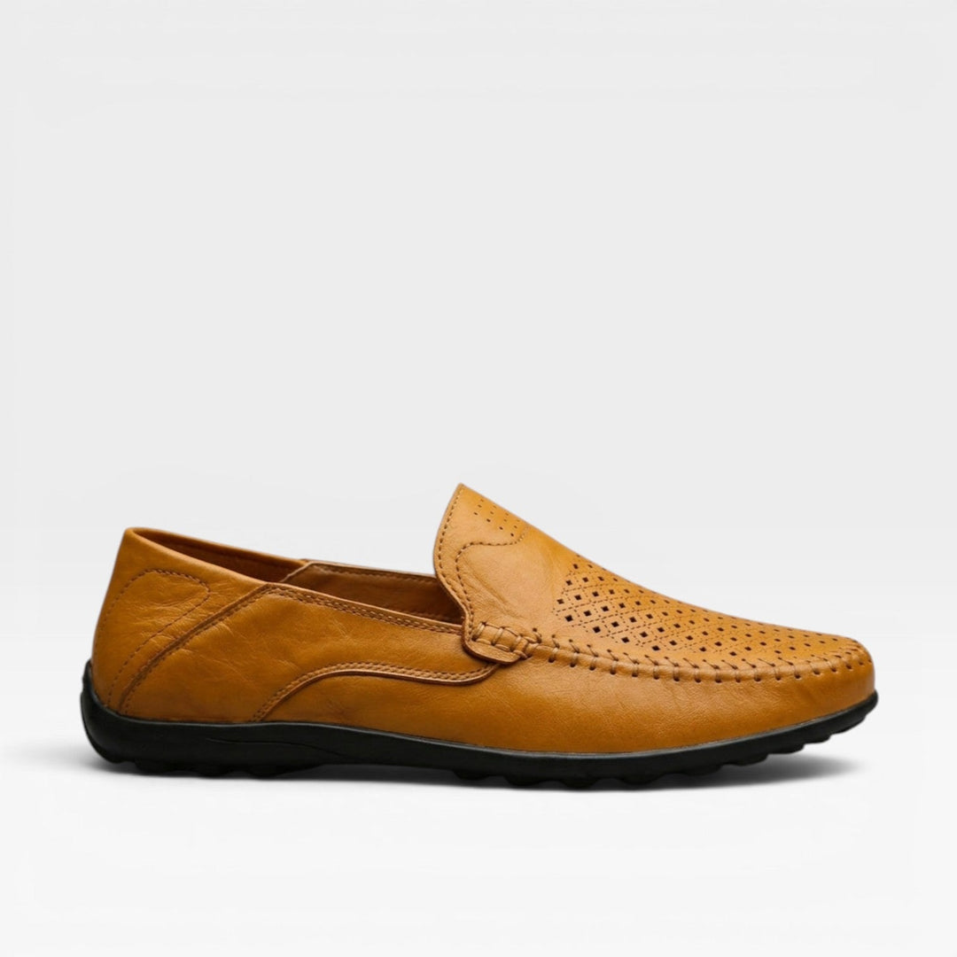 Rindsleder Slipper Herren Gelocht Slip-On Sommer Leicht