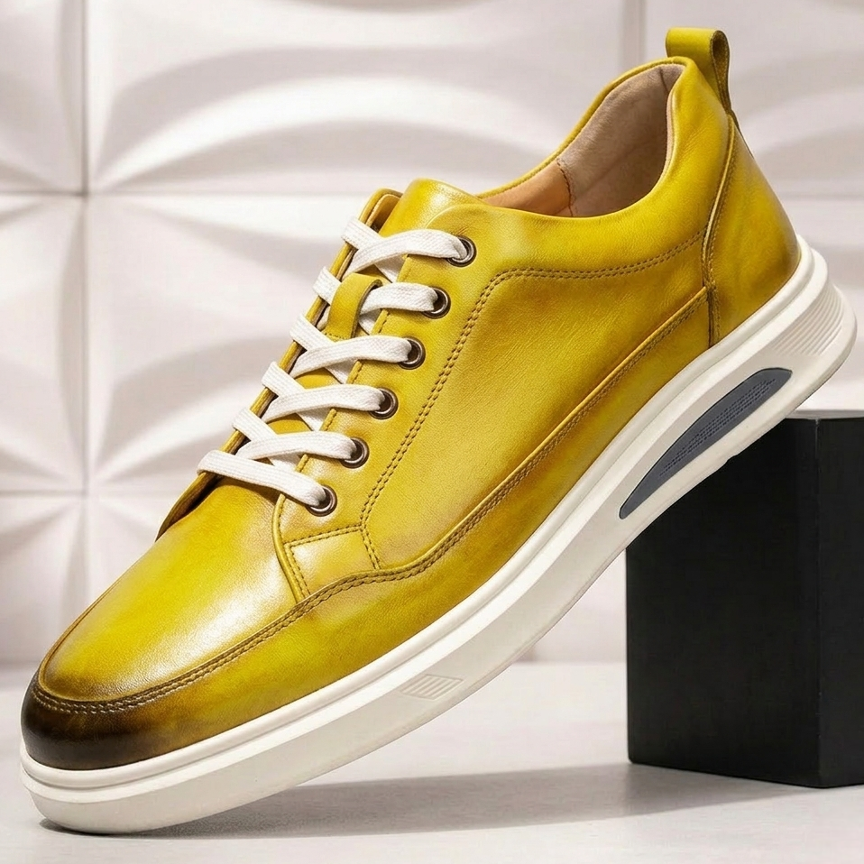 Rindsleder Sneaker Herren Leder Casual Sport Komfort