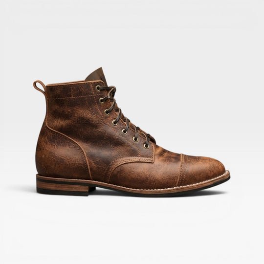 Patina Lederstiefeletten Herren Schnürung Kappe Vintage