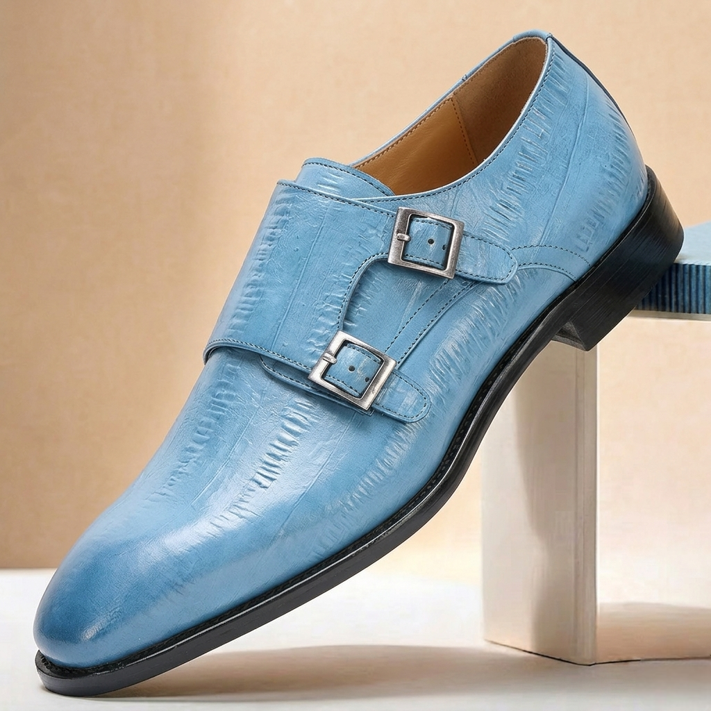 Rindsleder Monkstrap Herren Doppelschnalle Business