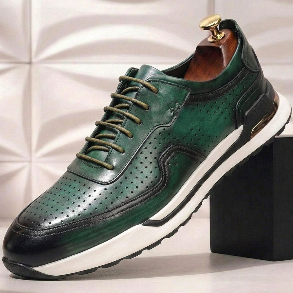 Leder Sneaker Herren Vollnarbig Business Freizeitschuhe