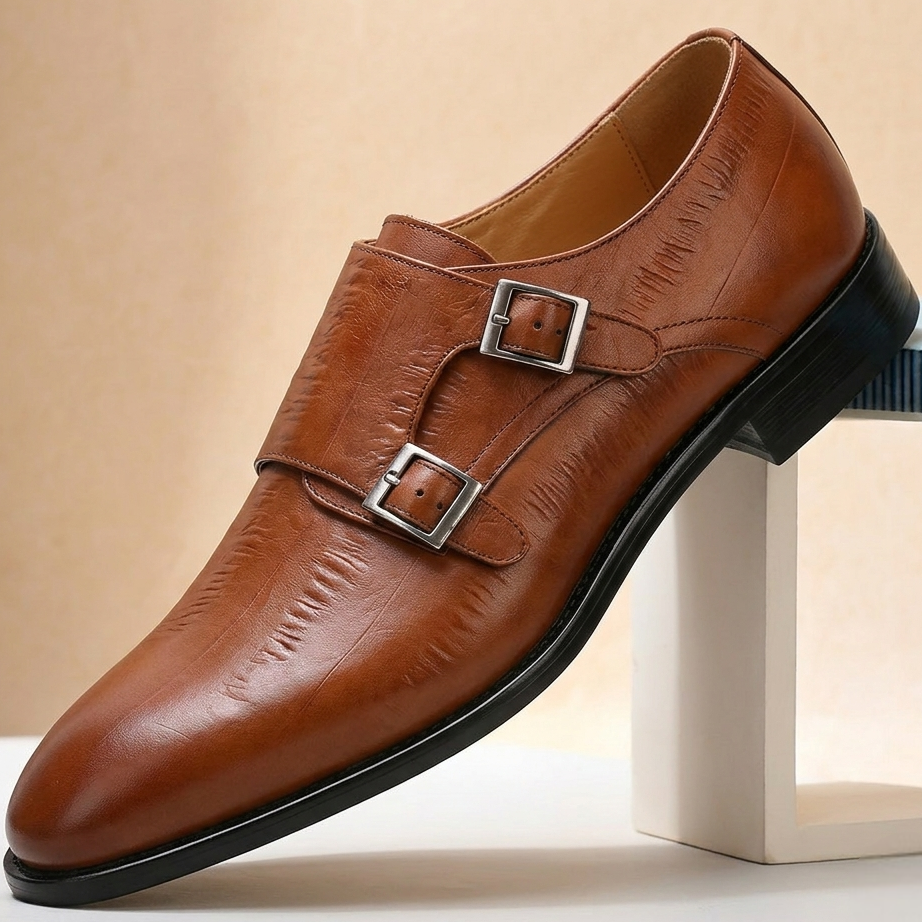 Rindsleder Monkstrap Herren Doppelschnalle Business