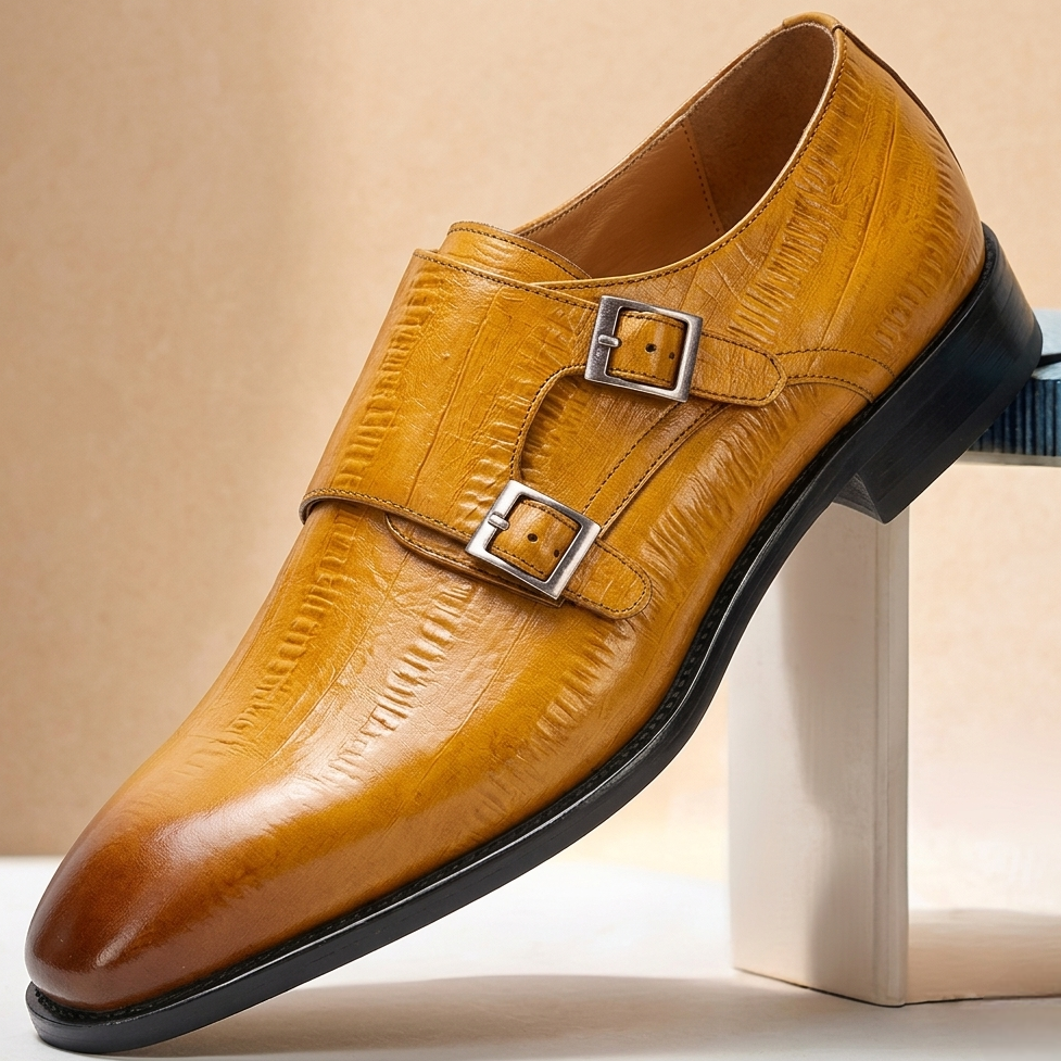 Rindsleder Monkstrap Herren Doppelschnalle Business
