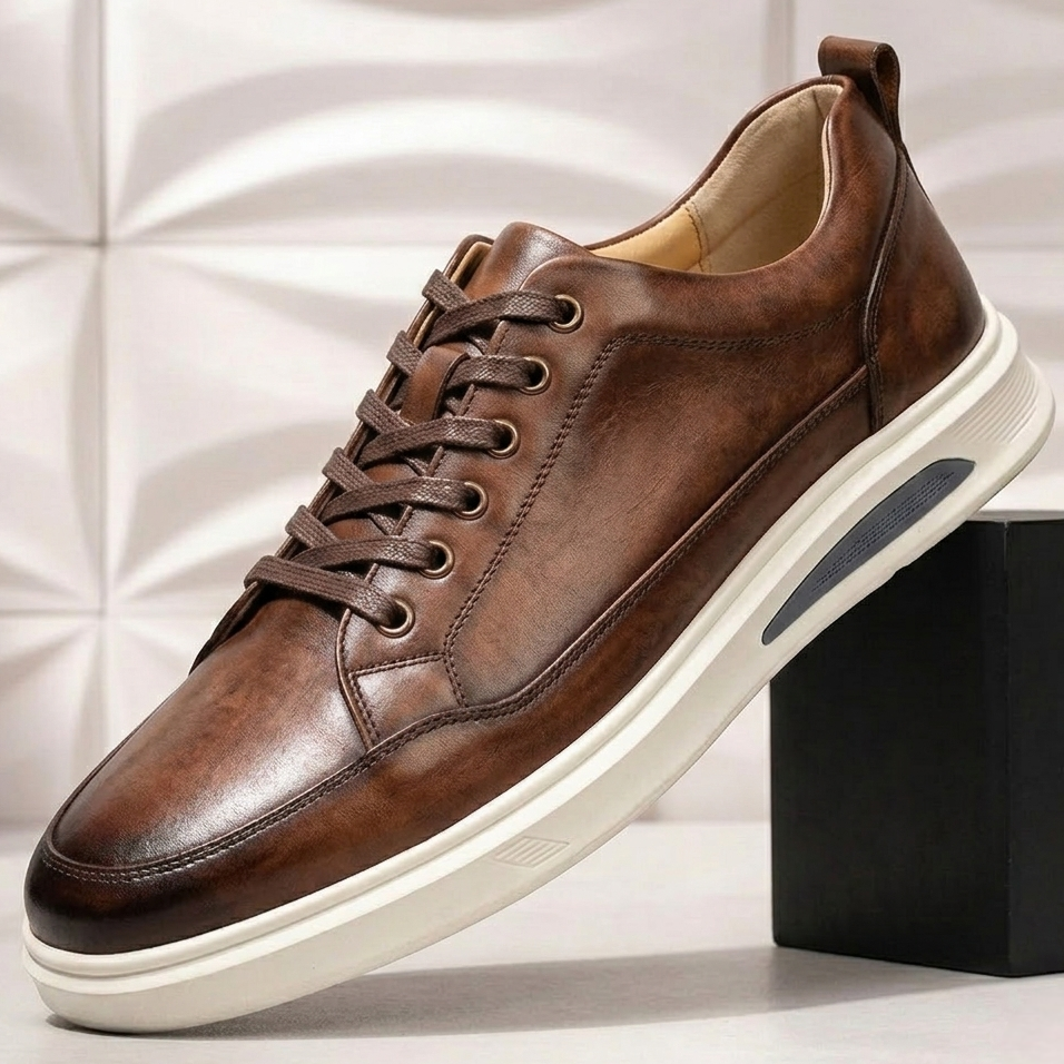 Rindsleder Sneaker Herren Leder Casual Sport Komfort